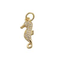 Cubic Zirconia Micro Pave Brass Pendant Seahorse gold color plated fashion jewelry & Unisex & micro pave cubic zirconia golden nickel lead & cadmium free Approx 3.5mm Sold By PC
