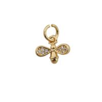Cubic Zirconia Micro Pave Brass Pendant, gold color plated, fashion jewelry & Unisex & micro pave cubic zirconia, golden, nickel, lead & cadmium free, 8.50x10.50mm, Hole:Approx 3.5mm, Sold By PC