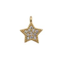 Cubic Zirconia Micro Pave Brass Pendant Star gold color plated fashion jewelry & Unisex & micro pave cubic zirconia golden nickel lead & cadmium free Approx 1.5mm Sold By PC