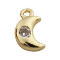 Cubic Zirconia Micro Pave Brass Pendant Moon gold color plated fashion jewelry & micro pave cubic zirconia & for woman golden nickel lead & cadmium free Approx 1.5mm Sold By PC