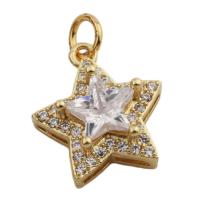 Cubic Zirconia Micro Pave Brass Pendant, Star, gold color plated, fashion jewelry & micro pave cubic zirconia & for woman, golden, nickel, lead & cadmium free, 16x14mm, Hole:Approx 3.5mm, Sold By PC