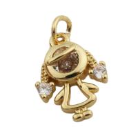 Cubic Zirconia Micro Pave Brass Pendant, gold color plated, fashion jewelry & micro pave cubic zirconia & for woman, golden, nickel, lead & cadmium free, 15.50x11.50mm, Hole:Approx 3mm, Sold By PC