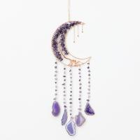 Fashion Dream Catcher, Amethyst, with Agate & Brass & Iron, Moon, handmade, for home and office, purple, 550mm, Sold By PC