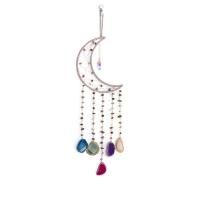 Fashion Dream Catcher Natural Gravel with leather cord & Agate & Iron Moon handmade for home and office multi-colored 600mm Sold By PC