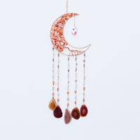 Fashion Dream Catcher Natural Gravel with Agate & Crystal & Brass Moon handmade for home and office red 580mm Sold By PC