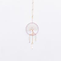 Fashion Dream Catcher Clear Quartz with leather cord & Brass & Iron Tree handmade for home and office mixed colors 320mm Sold By PC