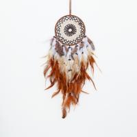 Fashion Dream Catcher, Feather, with leather cord & Lace & Iron, handmade, for home and office & different styles for choice, brown, 650mm, Sold By PC