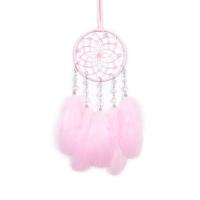 Fashion Dream Catcher Feather with Cotton Thread & leather cord & Plastic & Iron handmade for home and office pink 540mm Sold By PC