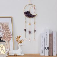 Fashion Dream Catcher Amethyst with Crystal & Brass Moon handmade for home and office mixed colors 520mm Sold By PC