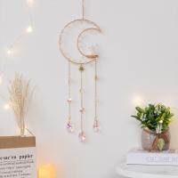Fashion Dream Catcher Iron with Crystal & Clear Quartz & Brass Moon handmade for home and office mixed colors 450mm Sold By PC