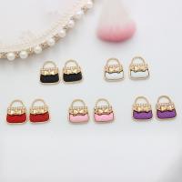 Tibetan Style Enamel Pendants, with Plastic Pearl, Handbag, gold color plated, DIY, more colors for choice, 16x19mm, Sold By PC