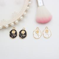 Tibetan Style Enamel Pendants, Rose, gold color plated, DIY, more colors for choice, 16x21mm, Sold By PC