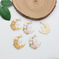 Tibetan Style Enamel Pendants, Moon, gold color plated, DIY, more colors for choice, 27x33mm, Sold By PC