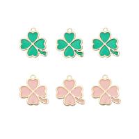 Tibetan Style Enamel Pendants, Four Leaf Clover, gold color plated, DIY, more colors for choice, 26x30mm, Sold By PC