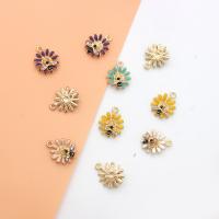 Tibetan Style Enamel Pendants, Flower, gold color plated, DIY & with rhinestone, more colors for choice, 13x16mm, Sold By PC