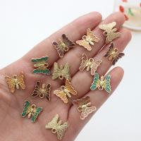 Tibetan Style émail Pendants, alliage de zinc, papillon, Placage de couleur d'or, DIY, plus de couleurs à choisir, 15x13mm, Vendu par PC