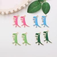 Tibetan Style Enamel Pendants, Dinosaur, gold color plated, DIY, more colors for choice, 18x29mm, Sold By PC