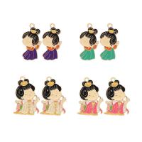 Tibetan Style Enamel Pendants, gold color plated, DIY, more colors for choice, 15x30mm, Sold By PC