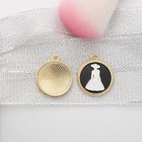 Zinc Alloy Enamel Pendants Round gold color plated DIY Sold By PC
