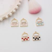 Tibetan Style Enamel Pendants, Handbag, gold color plated, DIY & with rhinestone, more colors for choice, 16x19mm, Sold By PC