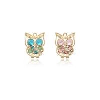 Tibetan Style Rhinestone Pendants, Owl, gold color plated, DIY & with rhinestone, more colors for choice, 20x25mm, Sold By PC