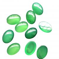 Agat-Cabochon, Grøn agat, Oval, du kan DIY & forskellig størrelse for valg, grøn, Ca. 100pc'er/Bag, Solgt af Bag