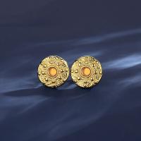 Titanium Steel  Earring Round Vacuum Ion Plating fashion jewelry & for woman gold nickel lead & cadmium free Sold By Pair