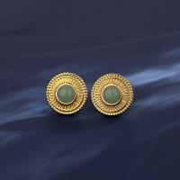 Titanium Steel  Earring Round Vacuum Ion Plating fashion jewelry & for woman gold nickel lead & cadmium free Sold By Pair