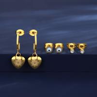 Титан Сталь серьги, титан, три части & ювелирные изделия моды & Женский, золотой, не содержит никель, свинец, продается указан