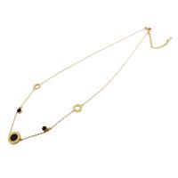 Edelstahl Schmuck Halskette, 304 Edelstahl, plattiert, Micro pave Zirkonia & für Frau & Emaille, goldfarben, Länge ca. 39 cm, verkauft von PC