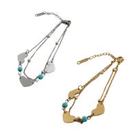 Stainless Steel Jewelry Necklace 304 Stainless Steel with turquoise plated for woman Length Approx 35 cm Sold By PC