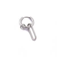 304 Stainless Steel Huggie Hoop Drop Earring, plated, for man, silver color, Internal diameter: 10 mm, 6PCs/Lot, Sold By Lot