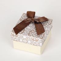 Jewelry Gift Box, Paper, Square, printing, random style & with ribbon bowknot decoration, mixed colors, 50x50x35mm, Sold By PC