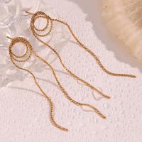 Fashion Fringe Earrings 316L Stainless Steel 18K gold plated fashion jewelry & for woman golden 69.40mm Sold By Pair