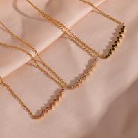 Edelstahl Schmuck Halskette, 304 Edelstahl, mit Verlängerungskettchen von 5cm, 18K vergoldet, Modeschmuck & Micro pave Zirkonia & für Frau, keine, Länge:ca. 40 cm, verkauft von PC