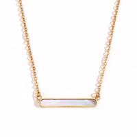 Stainless Steel Jewelry Necklace, 316L Stainless Steel, with White Shell, with 5cm extender chain, 18K gold plated, fashion jewelry & for woman, golden, Length:Approx 40 cm, Sold By PC
