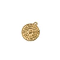 Stainless Steel Pendants, 304 Stainless Steel, Round, 18K gold plated, DIY, golden, 21.70x18.70mm, Sold By PC