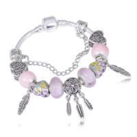 European Bracelet Zinc Alloy with Lampwork silver color plated fashion jewelry & for woman & enamel & with rhinestone mixed colors nickel lead & cadmium free Sold By PC