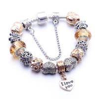 European Bracelet Zinc Alloy with Crystal Heart plated fashion jewelry & for woman & with rhinestone mixed colors nickel lead & cadmium free Sold By PC