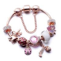 European Bracelet Zinc Alloy with Crystal & Lampwork Deer rose gold color plated fashion jewelry & for woman & enamel & with rhinestone mixed colors nickel lead & cadmium free Sold By PC