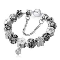 European Bracelet, Tibetan Style, Flower, silver color plated, fashion jewelry & different length for choice & for woman & enamel & with rhinestone, more colors for choice, nickel, lead & cadmium free, Sold By PC