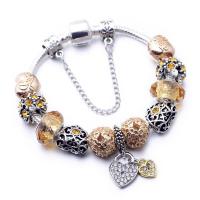 European Bracelet, Tibetan Style, with Crystal, Heart, plated, fashion jewelry & different length for choice & for woman & with rhinestone, mixed colors, nickel, lead & cadmium free, Sold By PC