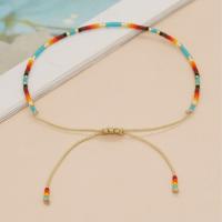 Bracelet de perles de verre, Seedbead, avec Cordon de noeud, Réglable & bijoux de mode & unisexe, couleurs mélangées, Longueur Environ 28 cm, Vendu par PC