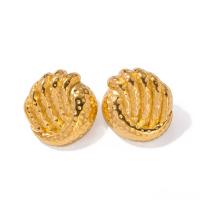 Boucle d'oreille de gaujon en acier inoxydable, Acier inoxydable 304, bijoux de mode & pour femme, doré, 24.70x23.70mm, Vendu par paire