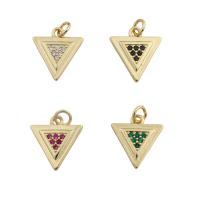 Cubic Zirconia Micro Pave Brass Pendant Triangle gold color plated fashion jewelry & Unisex & micro pave cubic zirconia nickel lead & cadmium free Approx 3mm Sold By PC