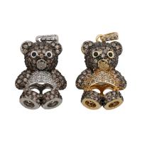 Cubic Zirconia Micro Pave Brass Pendant Bear fashion jewelry & Unisex & micro pave cubic zirconia nickel lead & cadmium free Approx 2.5*4mm Sold By PC