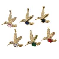 Cubic Zirconia Micro Pave Brass Pendant, Bird, gold color plated, fashion jewelry & Unisex & micro pave cubic zirconia, golden, nickel, lead & cadmium free, 30x29.50mm, Hole:Approx 3.5mm, Sold By PC