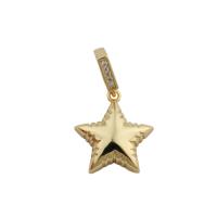Cubic Zirconia Micro Pave Brass Pendant, Star, gold color plated, fashion jewelry & Unisex & micro pave cubic zirconia, golden, nickel, lead & cadmium free, 19.50x18mm, Hole:Approx 6.5*3.5mm, Sold By PC
