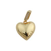 Cubic Zirconia Micro Pave Brass Pendant Heart gold color plated fashion jewelry & Unisex & micro pave cubic zirconia golden nickel lead & cadmium free Approx 3.5*6.5mm Sold By PC