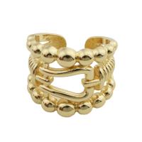 Ring Finger mosiądz, Platerowane w kolorze złota, biżuteria moda & dla obu płci, złoty, bez zawartości niklu, ołowiu i kadmu, inner diameter 18.5, sprzedane przez PC